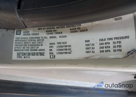 2006 Hummer H3 Suv from USA, damaged, VIN 5GTDN136168107862